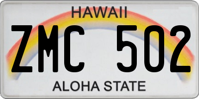 HI license plate ZMC502