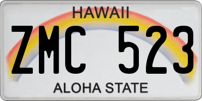 HI license plate ZMC523