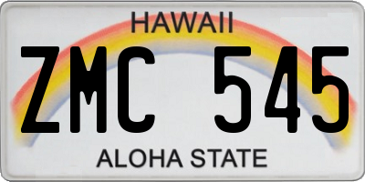 HI license plate ZMC545