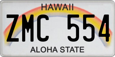 HI license plate ZMC554