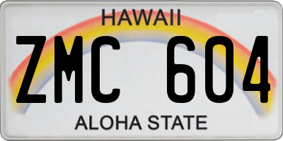 HI license plate ZMC604