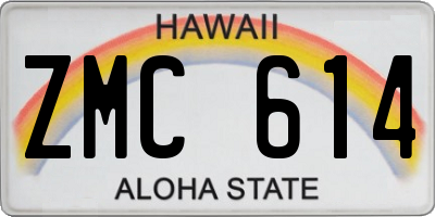 HI license plate ZMC614