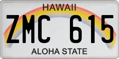 HI license plate ZMC615