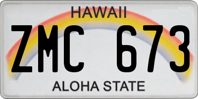 HI license plate ZMC673