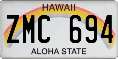 HI license plate ZMC694