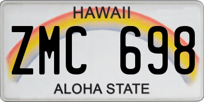 HI license plate ZMC698