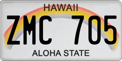 HI license plate ZMC705