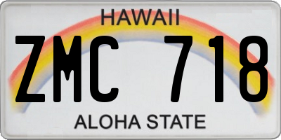 HI license plate ZMC718