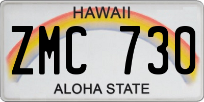 HI license plate ZMC730