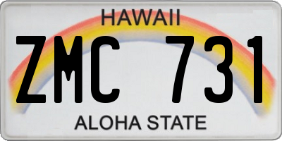 HI license plate ZMC731