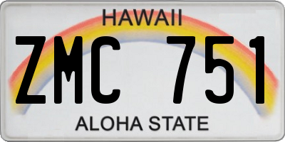HI license plate ZMC751