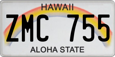 HI license plate ZMC755