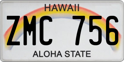HI license plate ZMC756