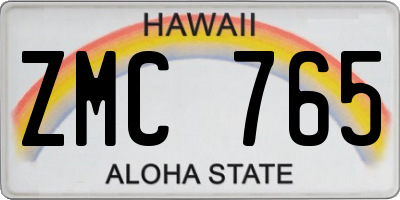 HI license plate ZMC765