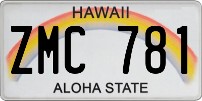 HI license plate ZMC781