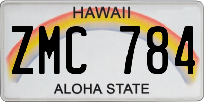 HI license plate ZMC784