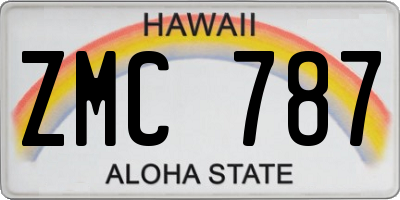 HI license plate ZMC787