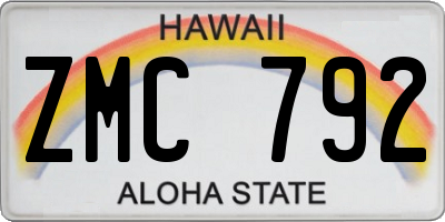 HI license plate ZMC792