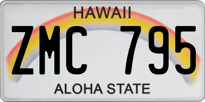 HI license plate ZMC795
