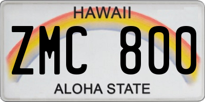 HI license plate ZMC800