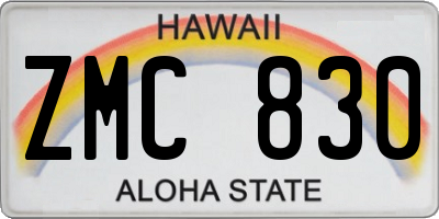 HI license plate ZMC830