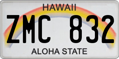 HI license plate ZMC832