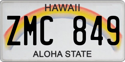 HI license plate ZMC849
