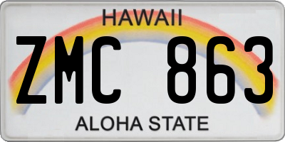 HI license plate ZMC863