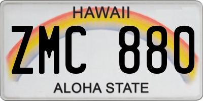 HI license plate ZMC880
