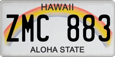 HI license plate ZMC883