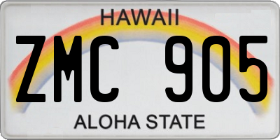 HI license plate ZMC905