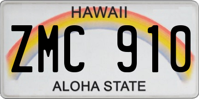 HI license plate ZMC910