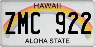 HI license plate ZMC922