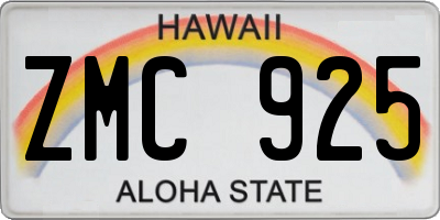 HI license plate ZMC925