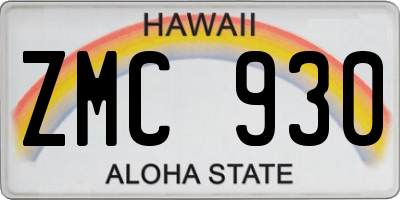 HI license plate ZMC930