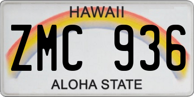 HI license plate ZMC936