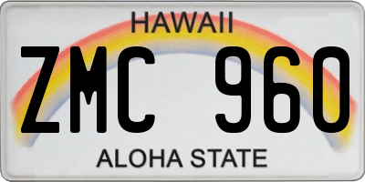 HI license plate ZMC960