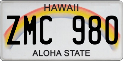 HI license plate ZMC980
