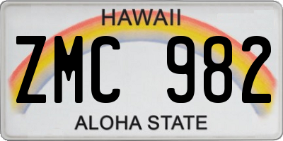 HI license plate ZMC982