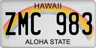 HI license plate ZMC983