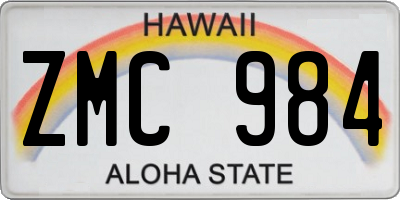 HI license plate ZMC984