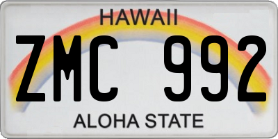 HI license plate ZMC992