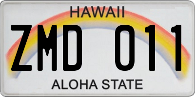 HI license plate ZMD011