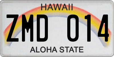 HI license plate ZMD014