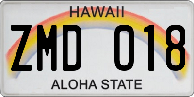 HI license plate ZMD018
