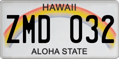 HI license plate ZMD032