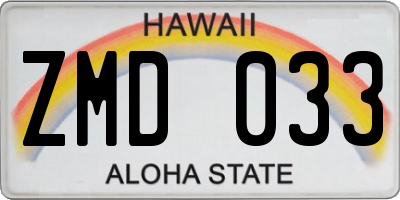 HI license plate ZMD033