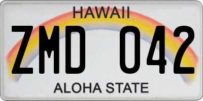 HI license plate ZMD042