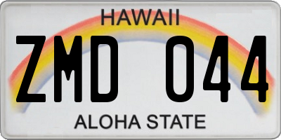 HI license plate ZMD044