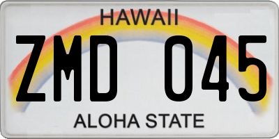 HI license plate ZMD045